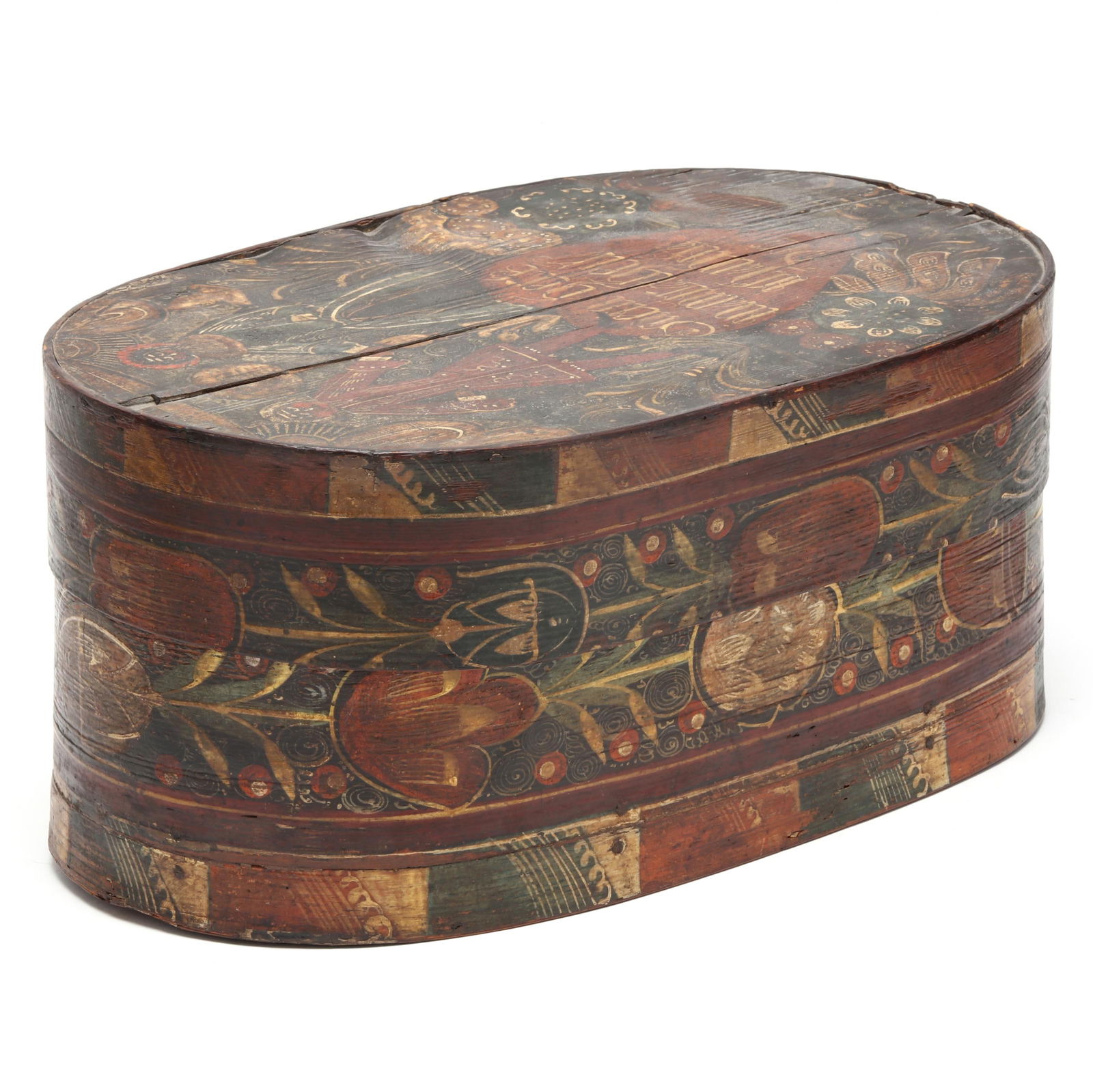 AN ANTIQUE PAINT DECORATED
