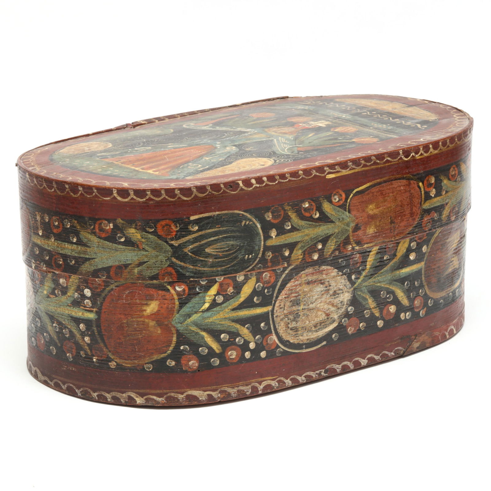 AN ANTIQUE PAINT DECORATED