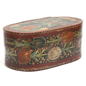 AN ANTIQUE PAINT DECORATED BRI