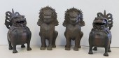 AN ANTIQUE PAIR OF BRONZE FOO