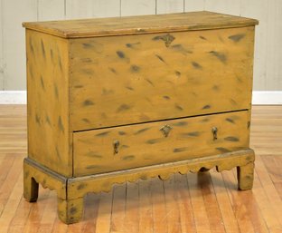 An antique pine blanket chest