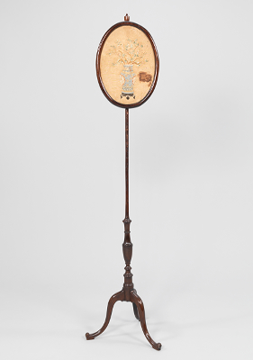 An Antique Pole Screen A delicately