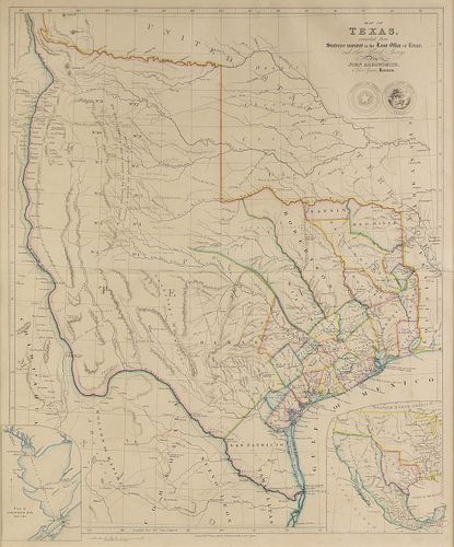 AN ANTIQUE REPUBLIC OF TEXAS MAP,
