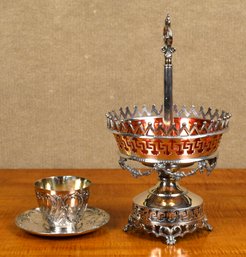 An antique ruby glass lined