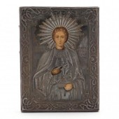 AN ANTIQUE SILVER OKLAD RUSSIA