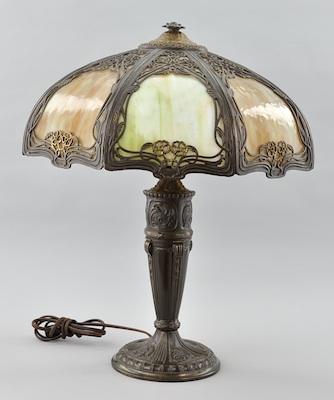 An Antique Slag Glass Lamp and
