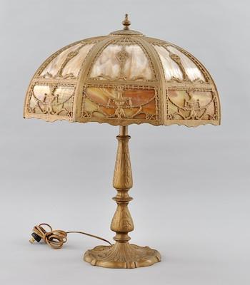 An Antique Slag Glass Lamp and