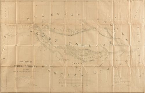 AN ANTIQUE SURVEY MAP, "BOUNDARY OF