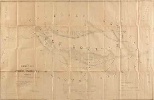 AN ANTIQUE SURVEY MAP, "BOUNDARY OF