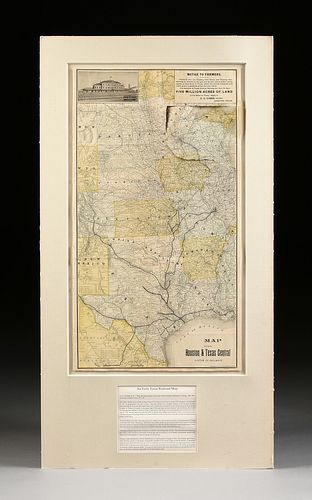 AN ANTIQUE TEXAS RAILWAY MAP,
