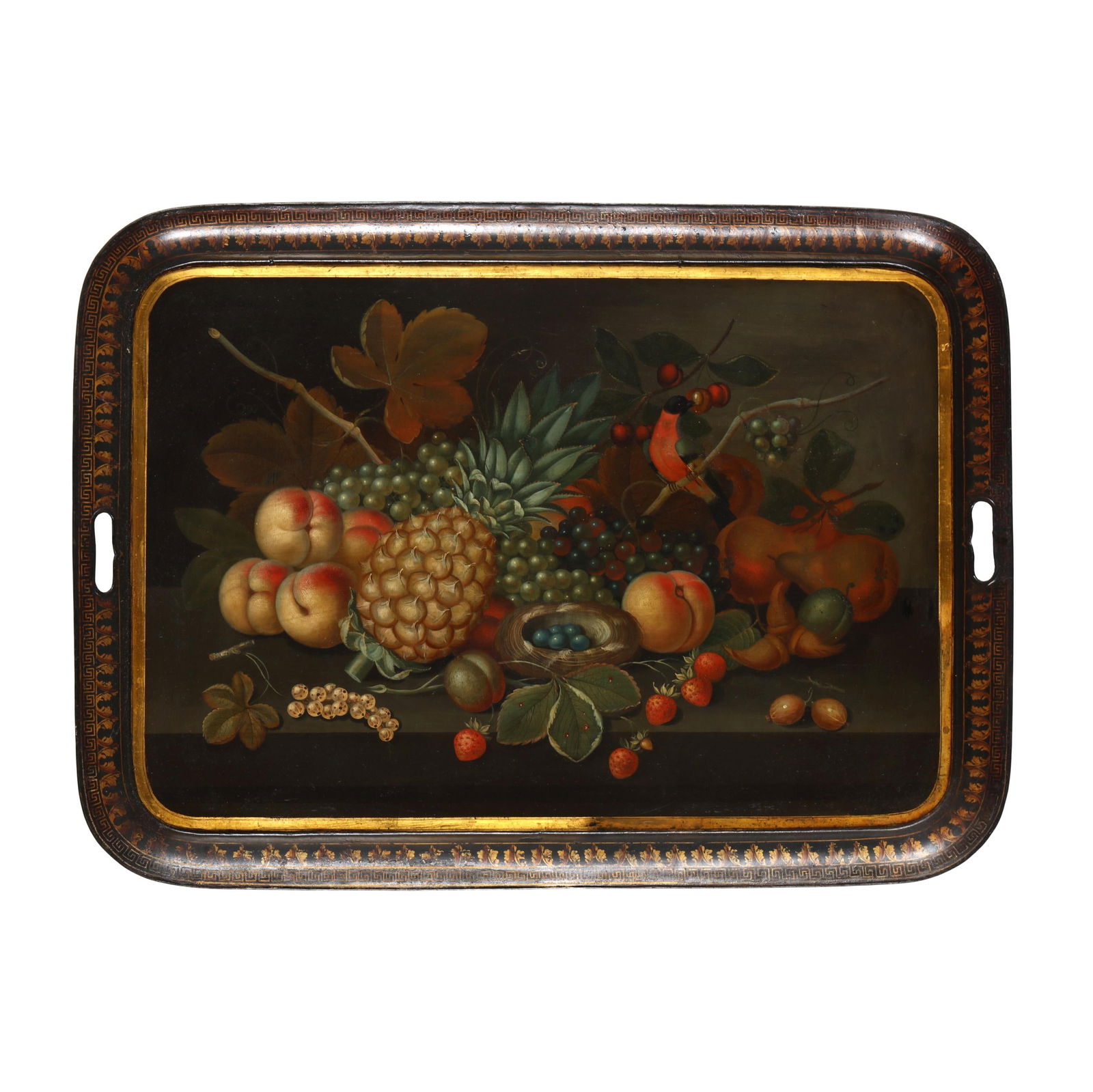 AN ANTIQUE TOLEWARE WAITER'S TRAY