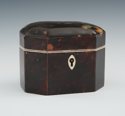 An Antique Tortoise Clad Tea Box