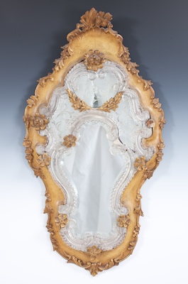 An Antique Venetian Giltwood Framed