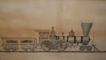 An antique watercolor, profile of