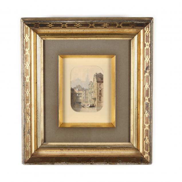AN ANTIQUE WATERCOLOR VIEW OF A