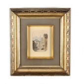 AN ANTIQUE WATERCOLOR VIEW OF