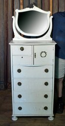 An antique white painted oak chest,
