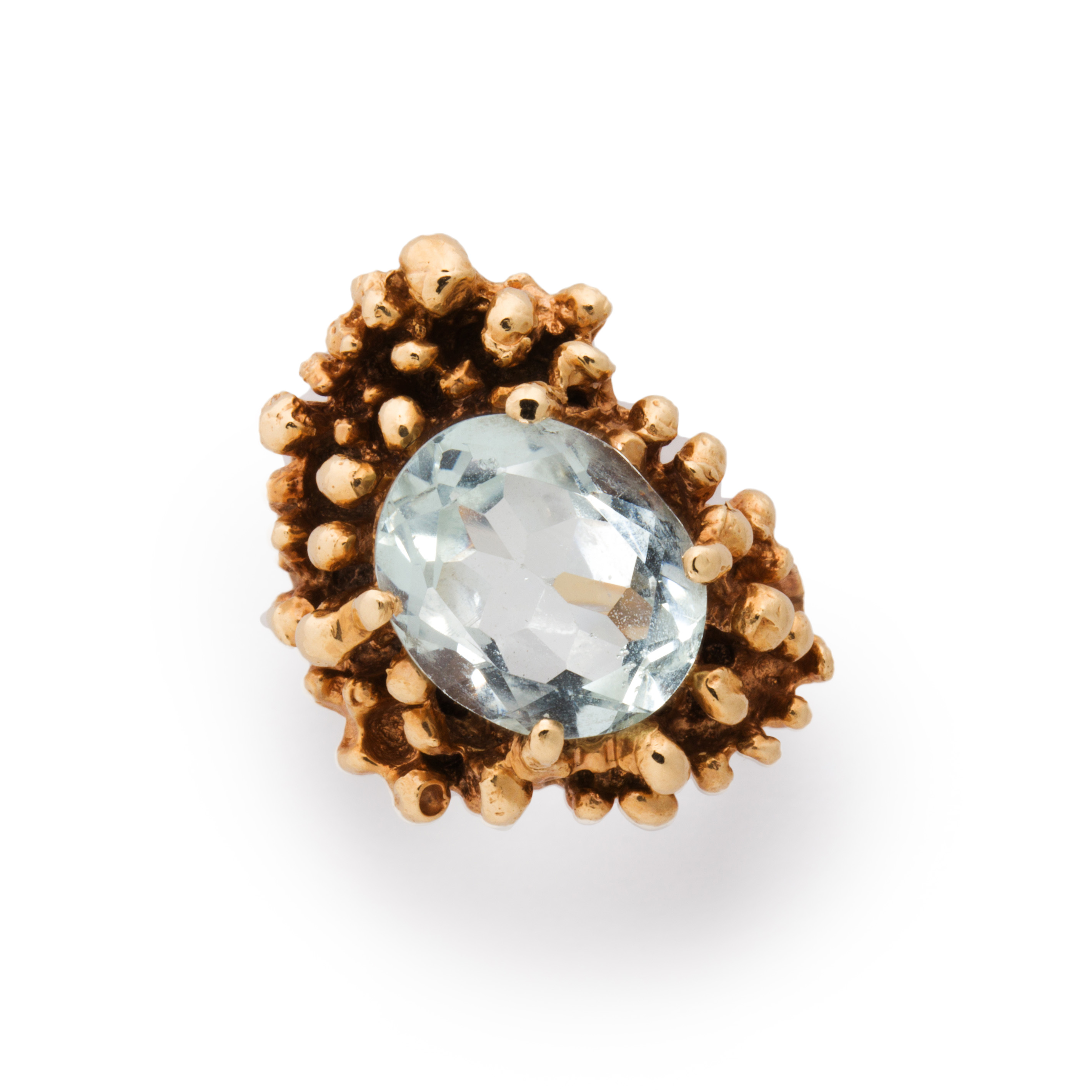 AN AQUAMARINE AND FOURTEEN KARAT
