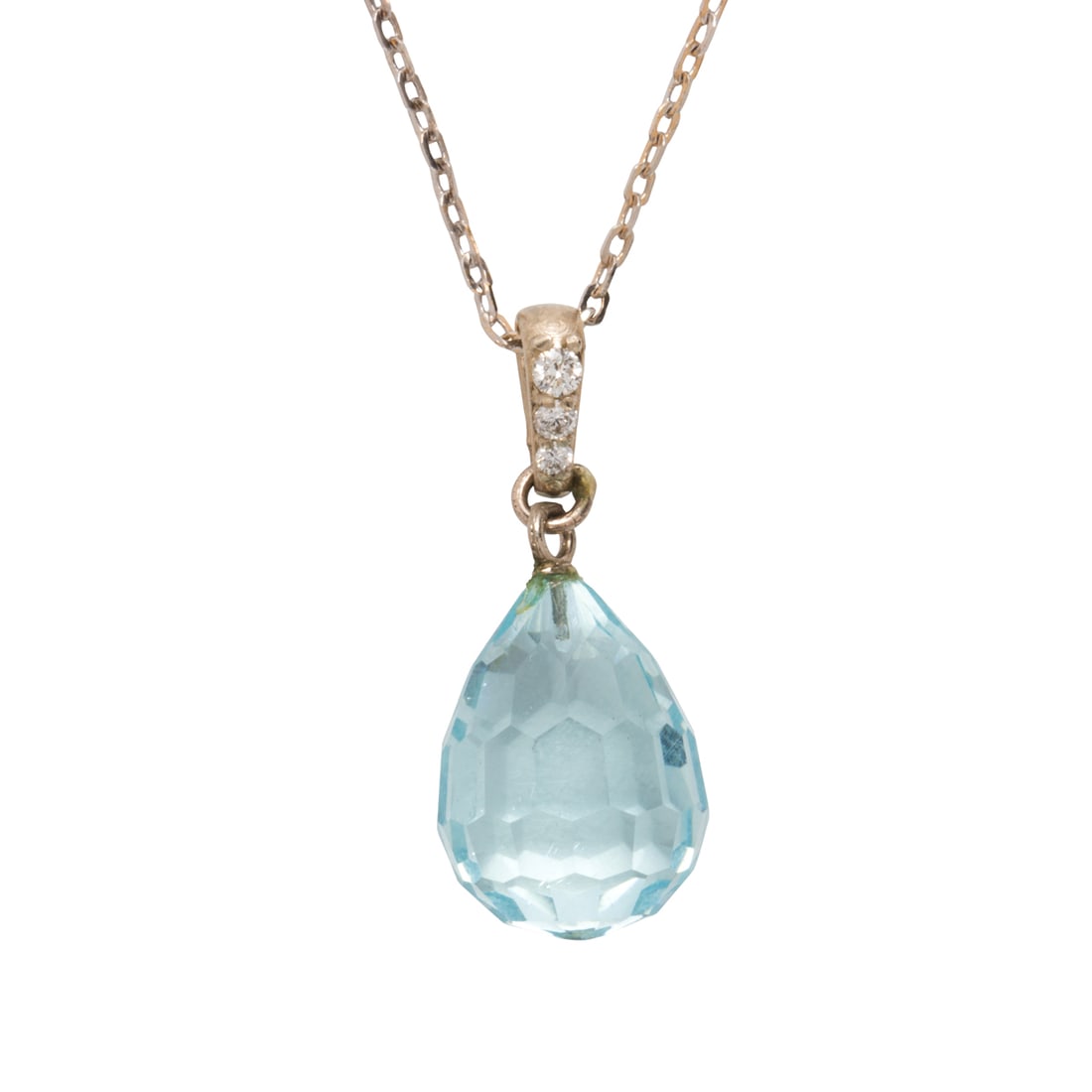 AN AQUAMARINE, DIAMOND AND 14K