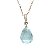 AN AQUAMARINE, DIAMOND AND 14K
