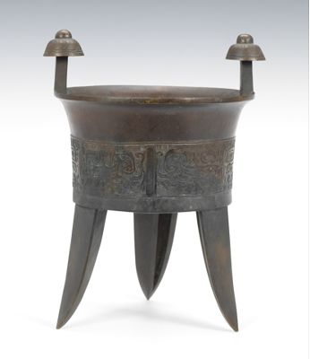 An Archiastic Bronze Ting Cast in