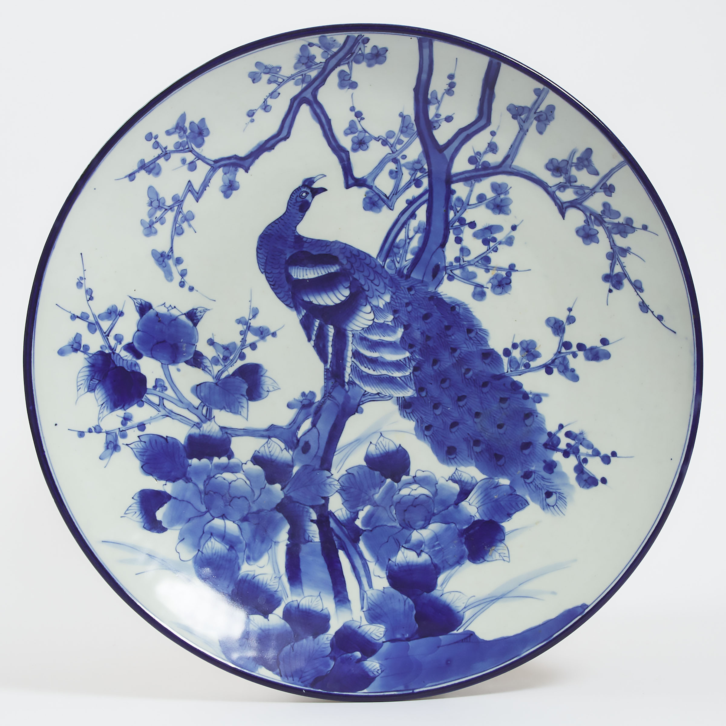 An Arita Blue and White 'Peacock'