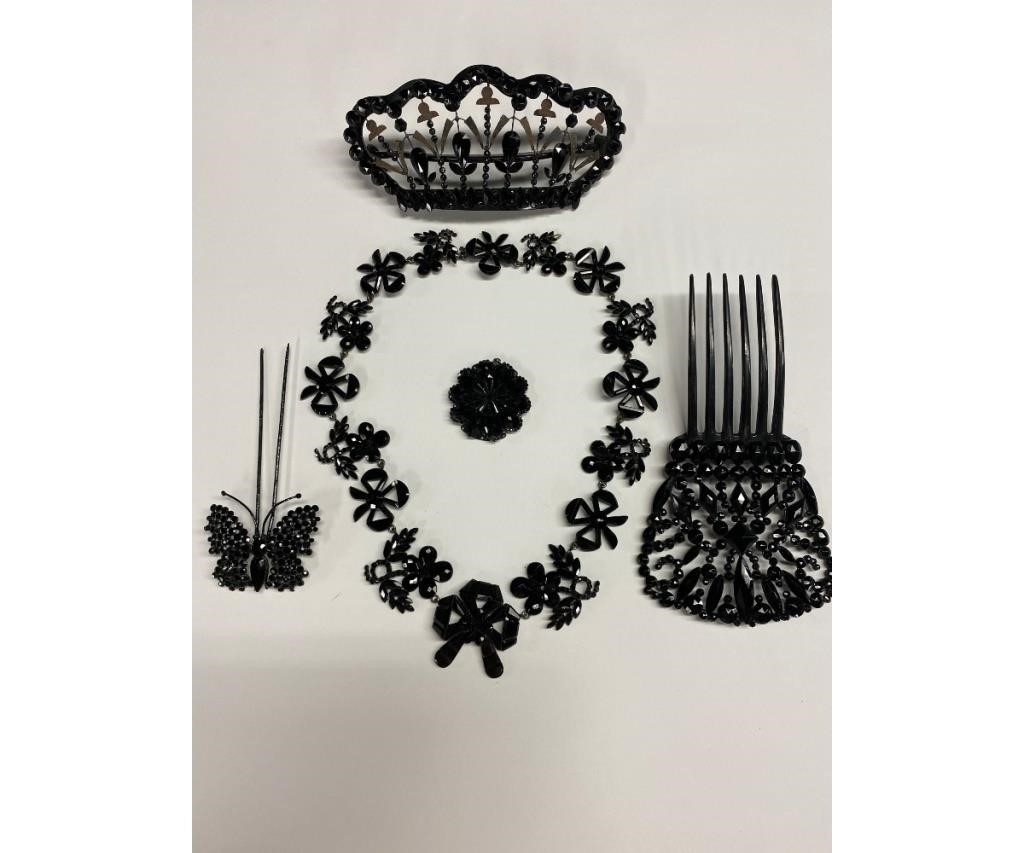 An array of black Vauxhall glass