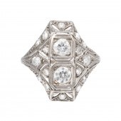AN ART DECO 1.00 CTW DIAMOND F