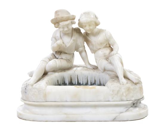 An Art Deco Alabaster Lamp carved