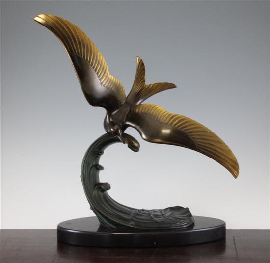 An Art Deco bronze spelter model of