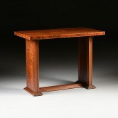 AN ART DECO BURLED MAPLE CENTE