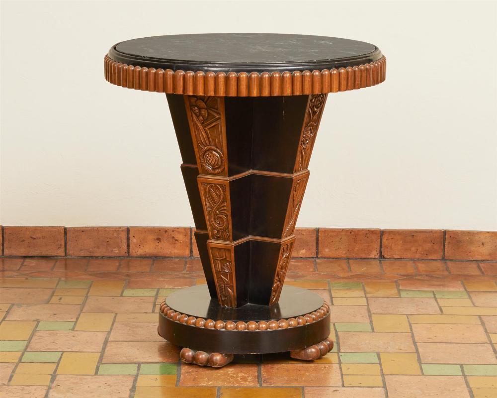 AN ART DECO CARVED WOOD ENTRY