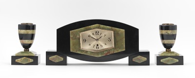 An Art Deco Clock Garniture Set