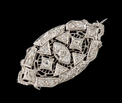 An Art Deco Diamond Filigree Brooch
