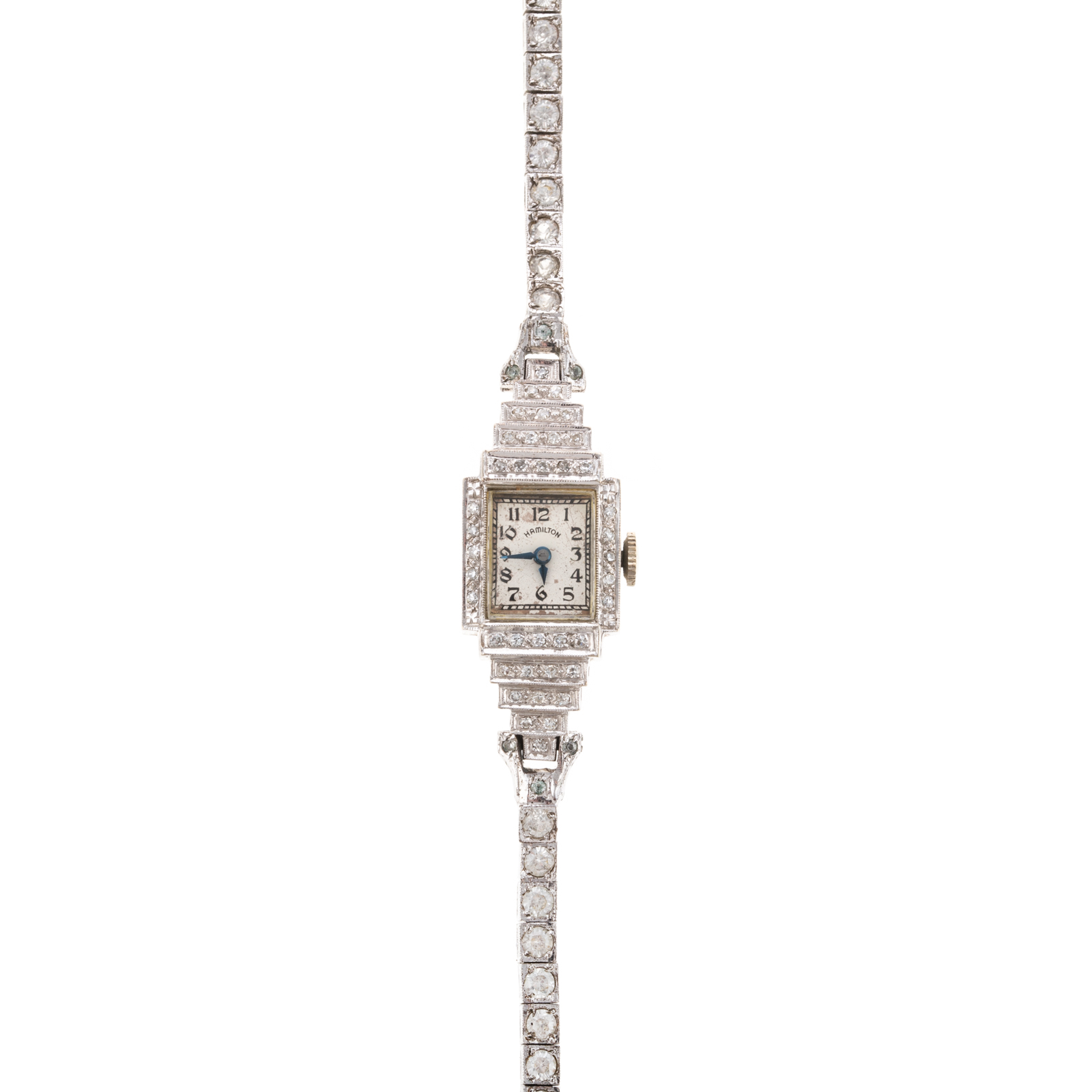 AN ART DECO DIAMOND WRIST WATCH