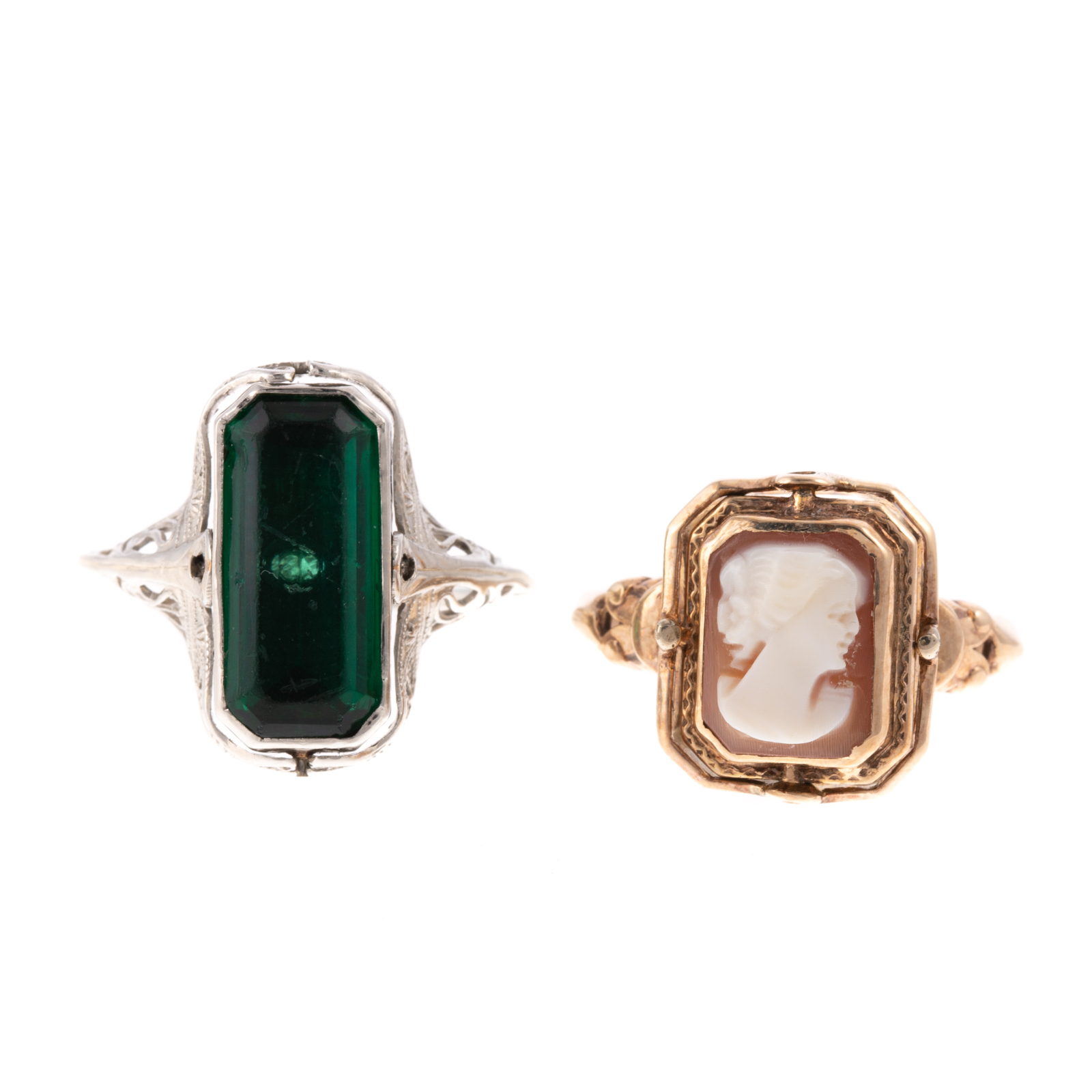 AN ART DECO FLIP RING & VINTAGE