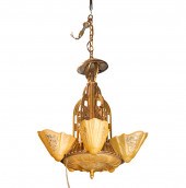 AN ART DECO HANGING LIGHT FIXT