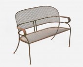 AN ART DECO IRON AND WIRE MESH