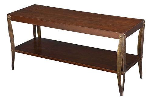 AN ART DECO MAHOGANY AND BRASS