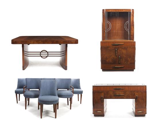 An Art Deco Mahogany Dining Suite