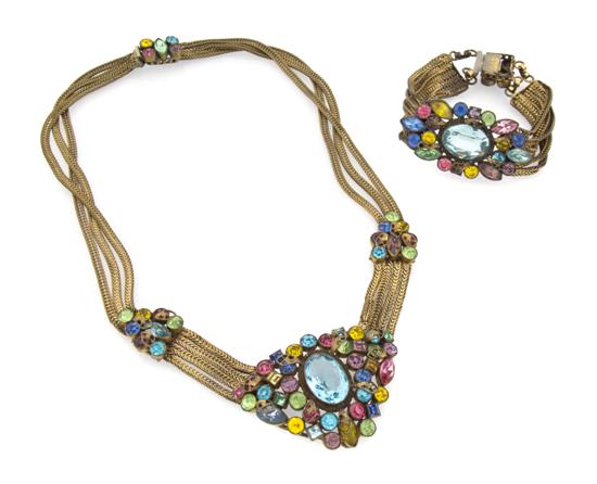 An Art Deco Multicolor Rhinestone