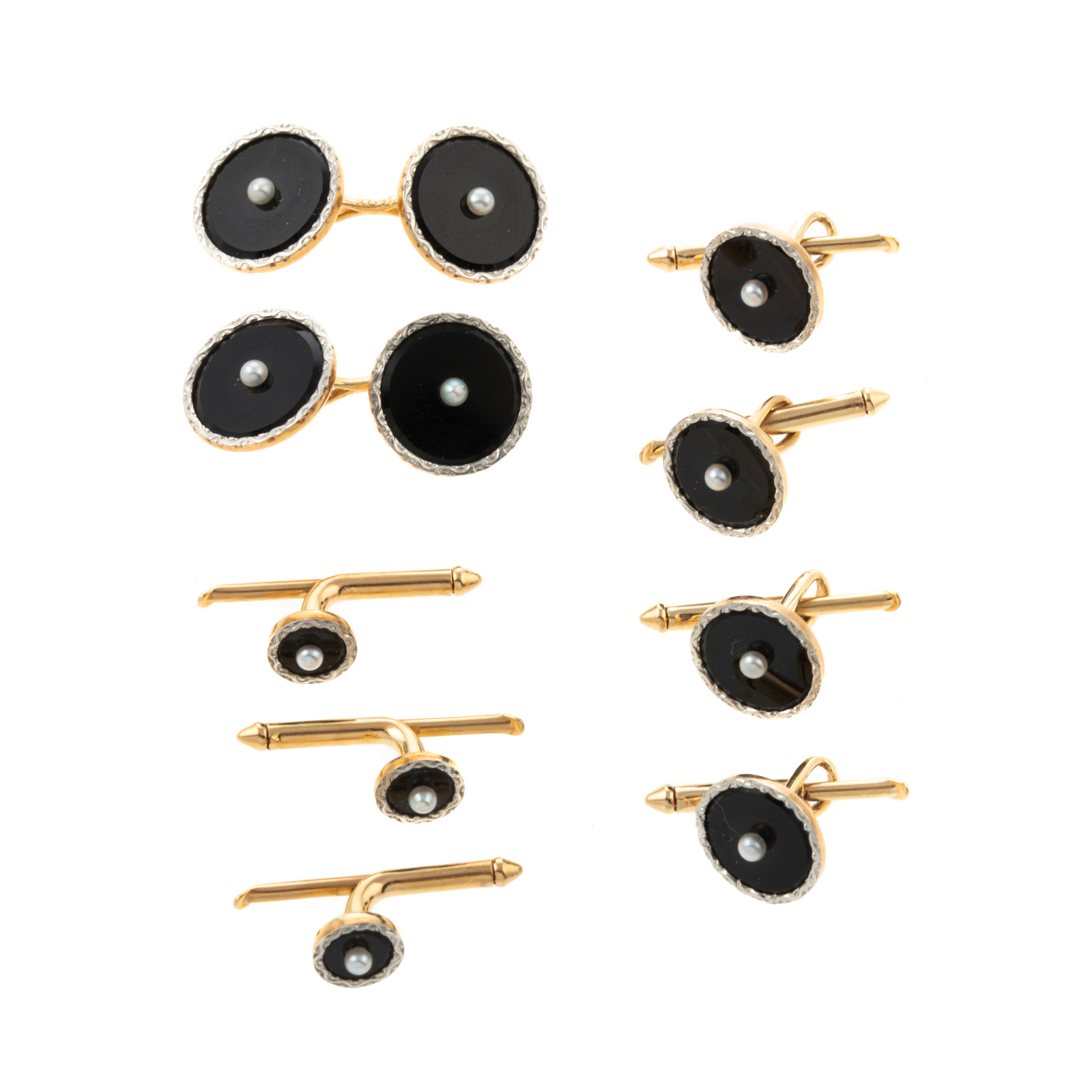 AN ART DECO ONYX CUFFLINK DRESS SET