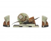 AN ART DECO ONYX MANTEL CLOCK