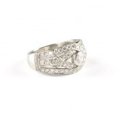 AN ART DECO PLATINUM AND DIAMO