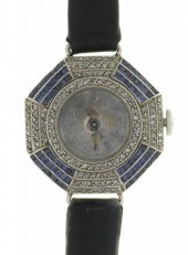 AN ART DECO PLATINUM, DIAMOND