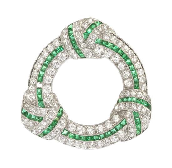 An Art Deco Platinum Emerald and