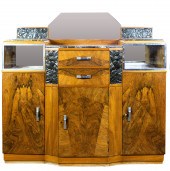 AN ART DECO ROSEWOOD AND WALNU