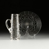 AN ART DECO SILVER OVERLAY GLA