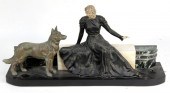 An Art Deco spelter and faux i