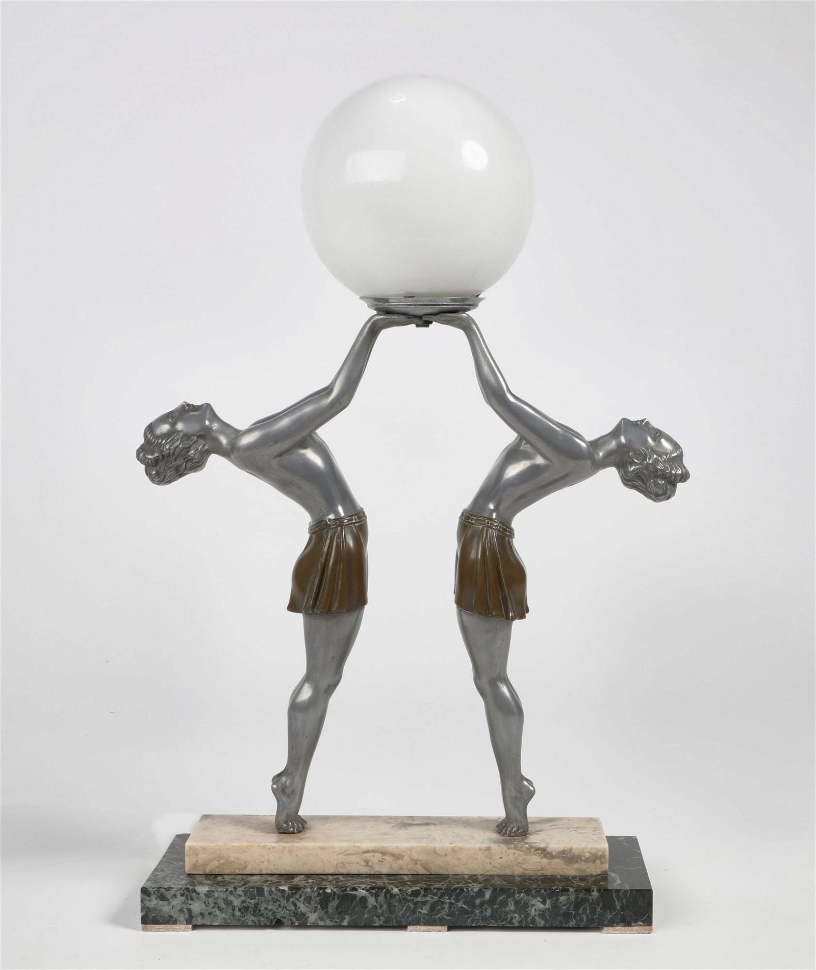 AN ART DECO STYLE FIGURAL METAL AND